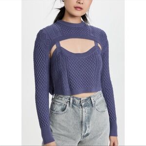 Shopbop Sokie Collective Tank Sweater Long Sleeve Purplish Blue Large NWT